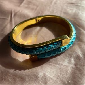 Genuine vintage teal snakeskin bracelet